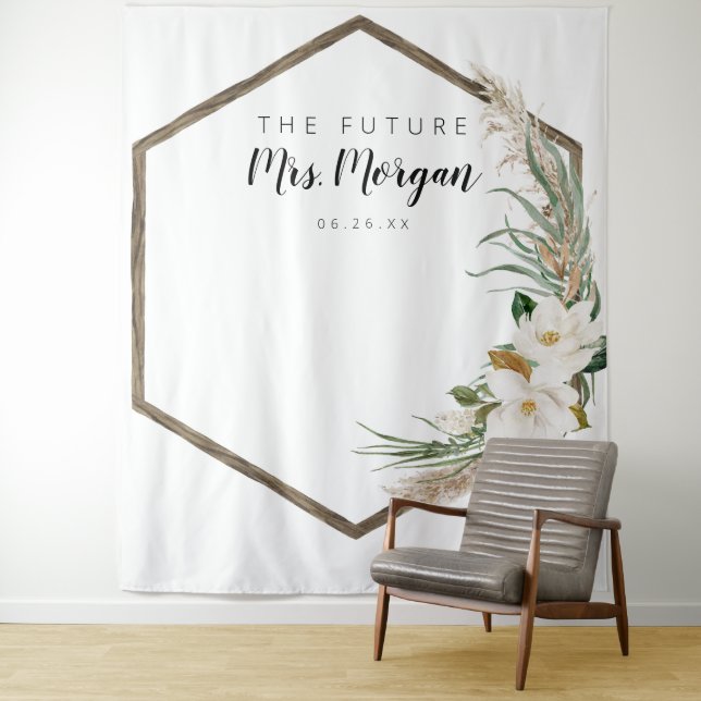 Tapiz Futuro Sra. Bridal Shower Backdrop Bohemian Wreath (In situ)