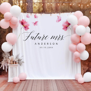 Tapiz Futuro Sra. Butterflies Floral Pink Bridal Shower