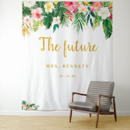 Tapiz Futuro tropical Sra. Bridal Shower Backdrop
