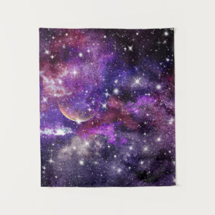 Tapiz Galaxia violeta Vía Láctea con planeta