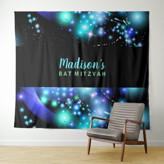 Tapiz GALAXY GLOWLOWING STARS Bat Mitzvah Fondo (In situ (horizontal))