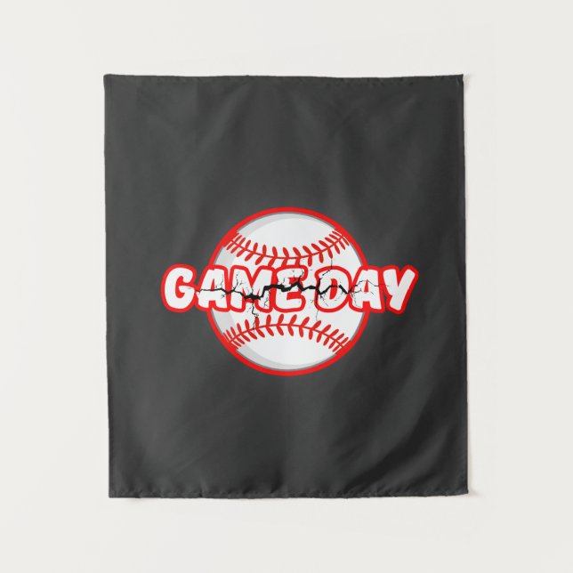 Tapiz Game Day Cracked Baseball Sports Graphic (Anverso)