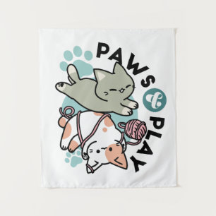 Tapiz Garras y Juego – Ilustración de Gato Adorable