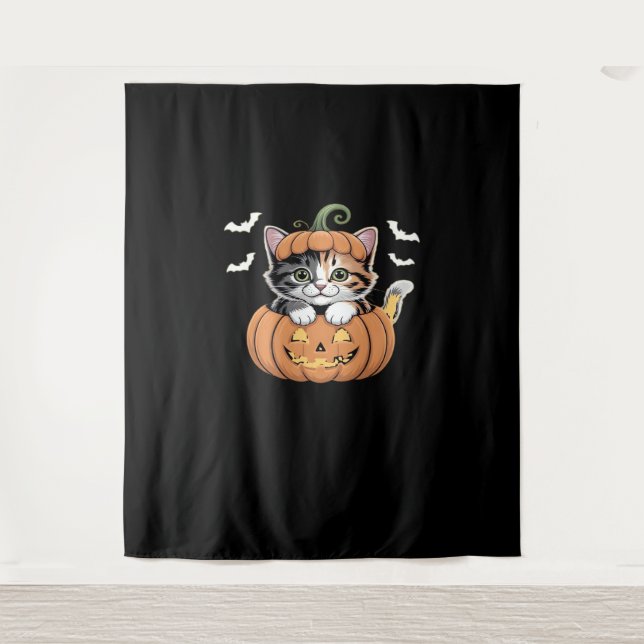 Tapiz Gatito de Halloween en una camiseta clásica de cal (Anverso)