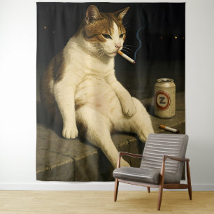 Tapiz Gatito Fumando Meme Divertido de Gatito Fumando Ci