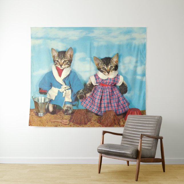 Tapiz gatitos de tabby en la playa (In situ (horizontal))