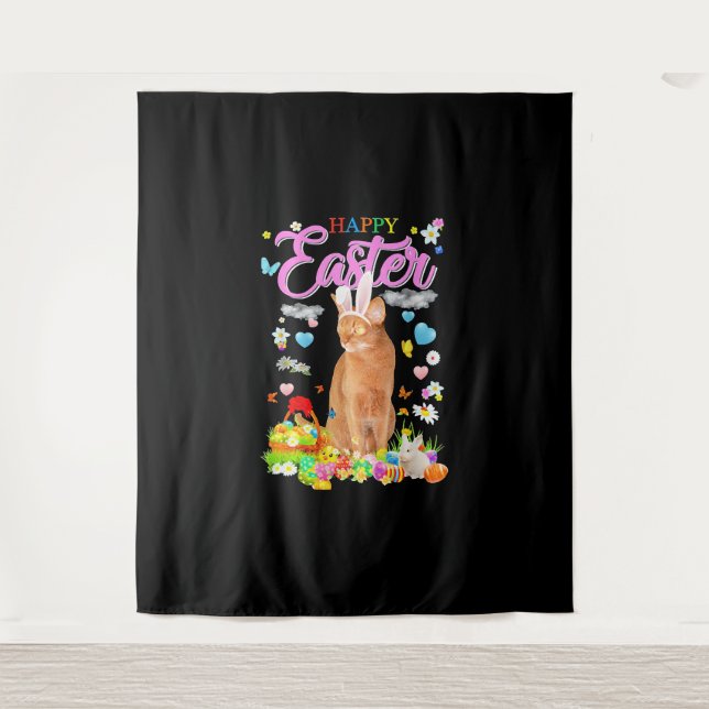 Tapiz Gato Abysinian Feliz Pascua (Anverso)