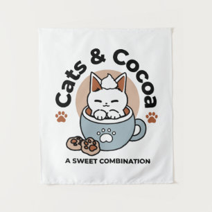 Tapiz Gato adorable en diseño de vacaciones de peluche -
