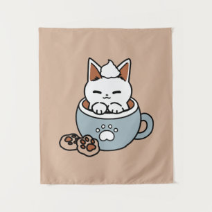 Tapiz Gato adorable en diseño de vacaciones de peluche -