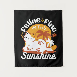 Tapiz Gato Adorable relajante al sol - Mascota de verano