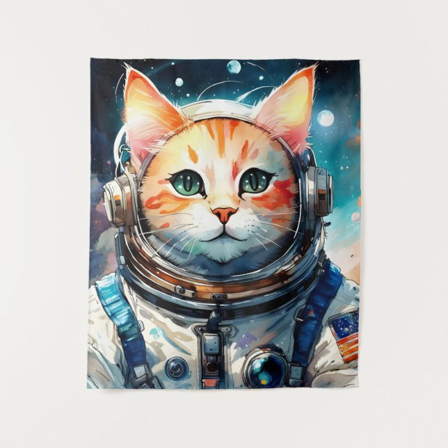 Tapiz Gato astronauta adorable (Anverso)