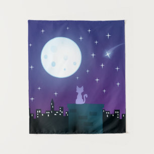 Tapiz Gato Bajo La Luz De La Luna