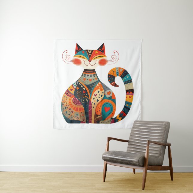 Tapiz Gato Colorido de Arte Popular (In situ)