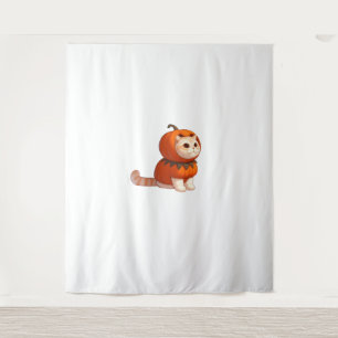 Tapiz Gato con calabaza disfrazado para Halloween