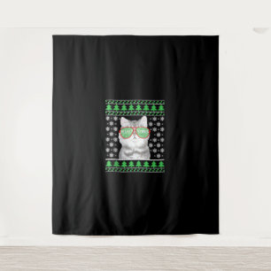 Tapiz Gato con gafas de sol Navidades feos suéter