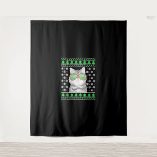 Tapiz Gato con gafas de sol Navidades feos suéter