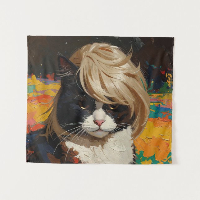 Tapiz Gato con peluca (#2) (Anverso (horizontal))