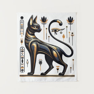 Tapiz Gato de bastet egipcio - Arte dorado místico