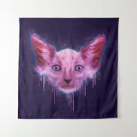 Tapiz Gato de Pop Art Lykoi Werewolf<br><div class="desc">Una pintura digital textural de la cabeza de un gato likoi con arañazos,  salpicaduras y goteo sobre un fondo áspero y texturado.</div>