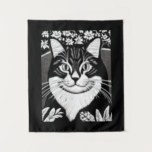 Tapiz Gato de Tabby rodeado de flores