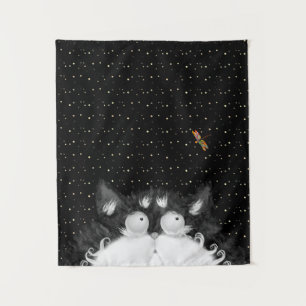 Tapiz Gato de Tuxedo sorprendido por libélula