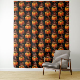 TAPIZ GATO DIVERTIDO CALABAZA LINDOS