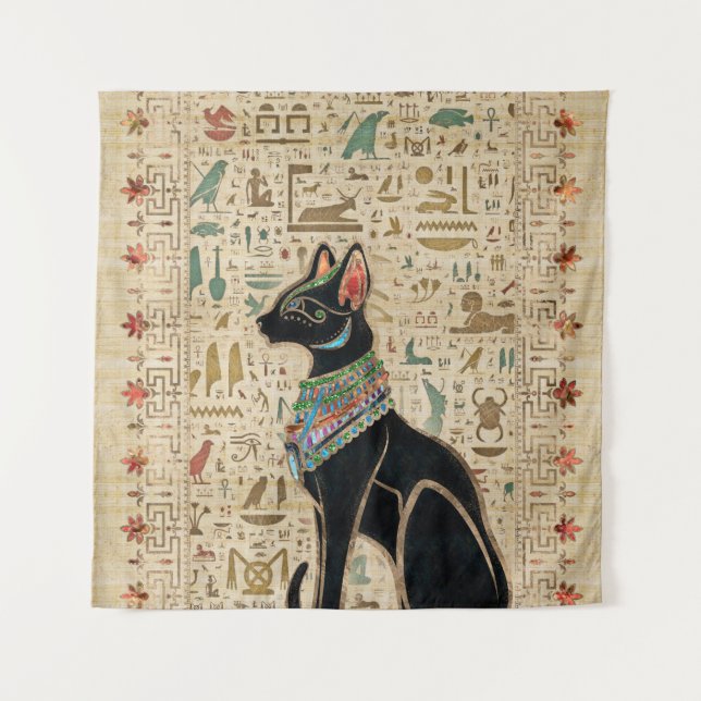 Tapiz Gato egipcio - Bastet en el papiro (Anverso)