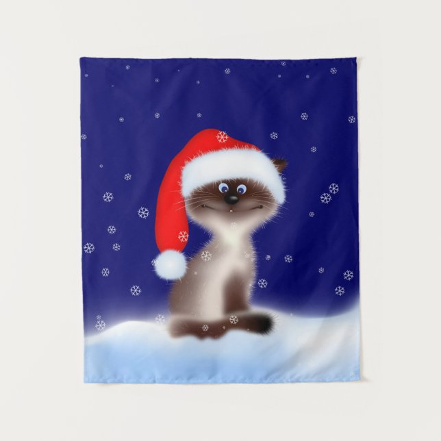 Tapiz Gato en Santa Hat (Anverso)