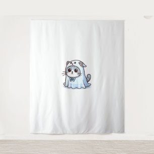 Tapiz Gato en traje fantasma para Halloween _1