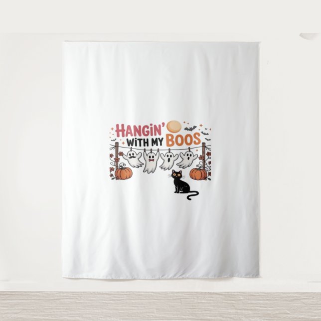 Tapiz Gato fantasma feliz del día del boo PNG - Escandal (Anverso)