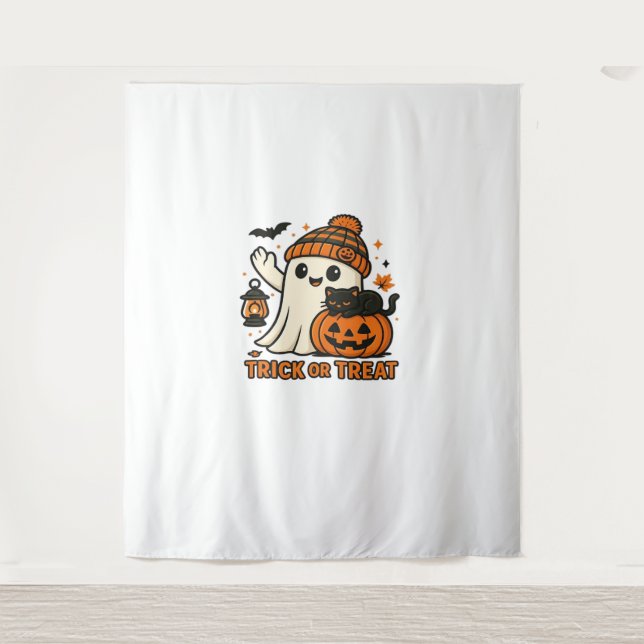 Tapiz Gato fantasma lindo Tocante Halloween Kitten Magní (Anverso)