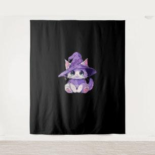 Tapiz Gato gatito gatito lindo en Chicas de brujas Hallo