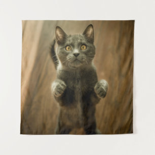 TAPIZ GATO GRIS EN DOS PIES