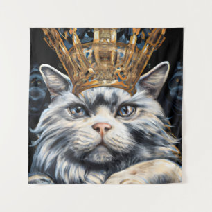 Tapiz Gato Gris en una Corona