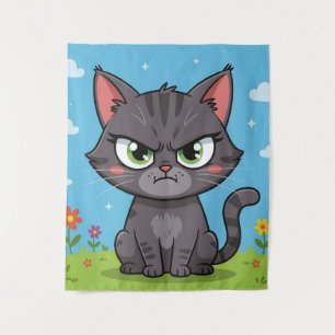 Tapiz Gato gris enfadado pequeño