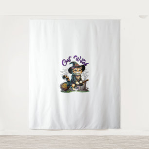 Tapiz Gato Halloween Bruja Ropa de vestuario de agricult