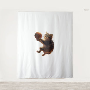 Tapiz Gato Jugando Baloncesto Gracioso Gatos Mamá Meow K
