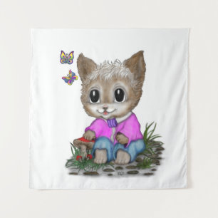 Tapiz Gato Kitty y mariposa
