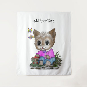 Tapiz Gato Kitty y mariposa