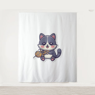 Tapiz Gato lindo con camiseta clásica Yarn