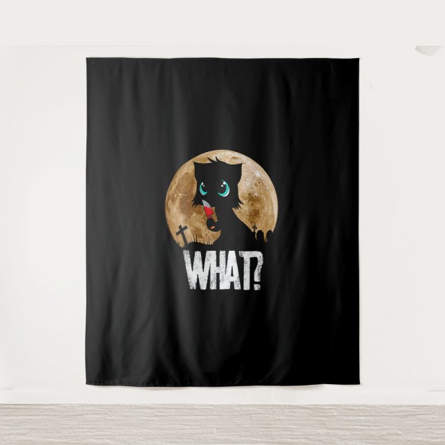 Tapiz Gato negro asesino qué con el cuchillo en la sala  (Anverso)