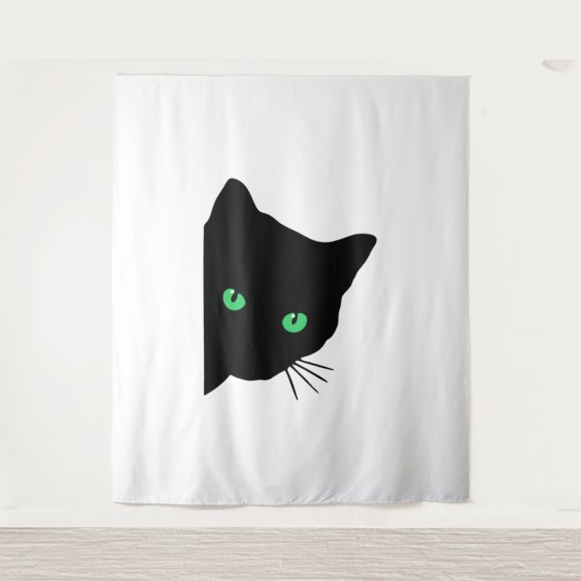 Tapiz gato negro con ojos verdes (Anverso)