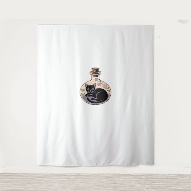 Tapiz Gato negro en botella de poción camiseta clásica (Anverso)