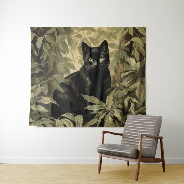 Tapiz Gato negro en un bosque exuberante (In situ (horizontal))
