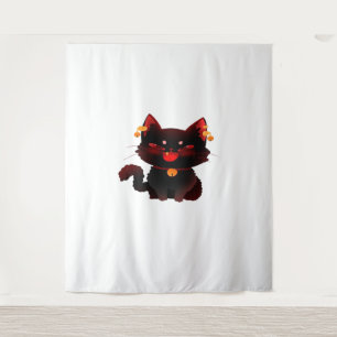 Tapiz Gato negro espeluznante con las camisas clásicas d
