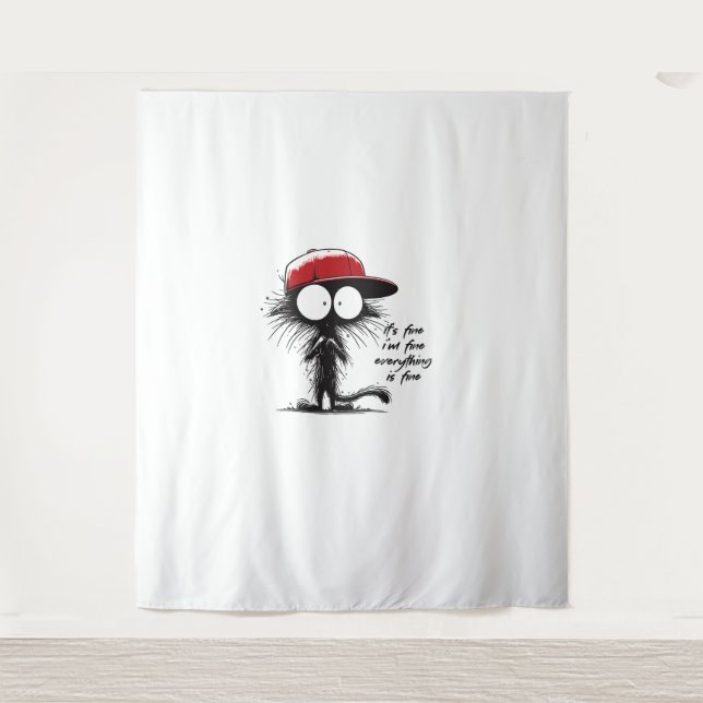 Tapiz Gato negro está bien estoy bien todo está bien (Anverso)