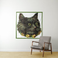 Gato negro victoriano con collar de campana