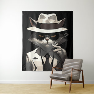 Tapiz Gato Noir Genial: Felino Suave y Misterioso