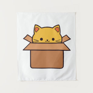 Tapiz Gato sentado dentro de la caja de cartón