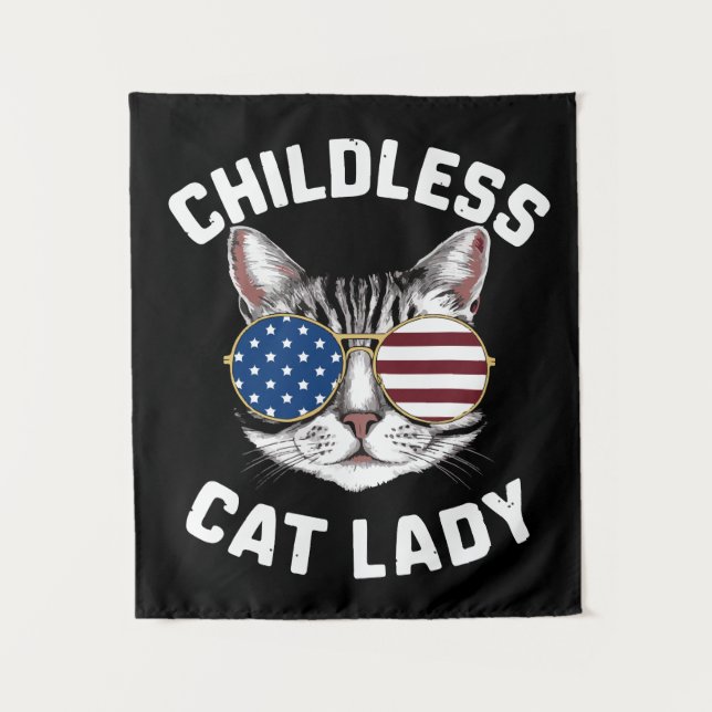 Tapiz Gato sin hijos Lady Kamala Harris 2024 (Anverso)